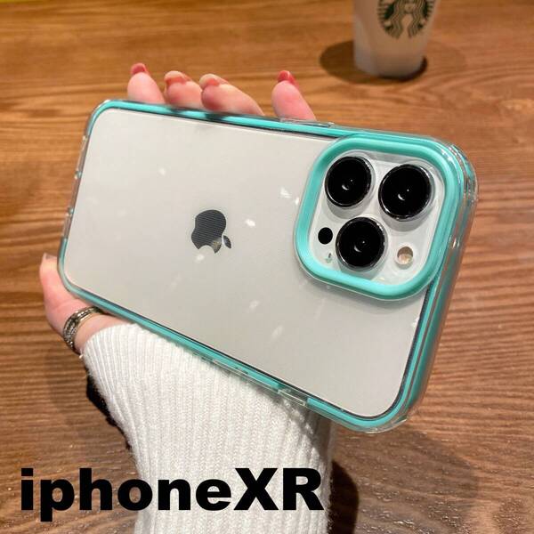 iphoneXRケース カーバー TPU 可愛い お洒落 韓国 ブルー 軽量 ケース 耐衝撃 718