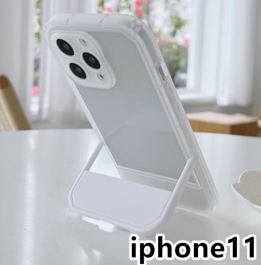 iphone11ケース カーバー スタンド付き 半透明 お洒落 韓国 軽量 ケース 耐衝撃 高品質 ホワイト243