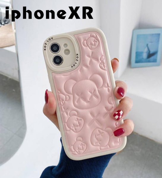 iphoneXRケース カーバー TPU 可愛い お洒落 熊 軽量 ケース ピンク3
