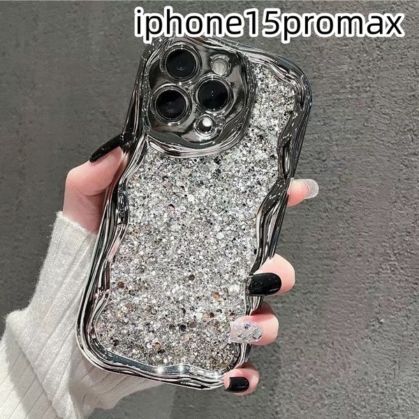 iphone15promxケース カーバー キラキラ お洒落 韓国 軽量 ケース 耐衝撃 高品質 シルバーZ1