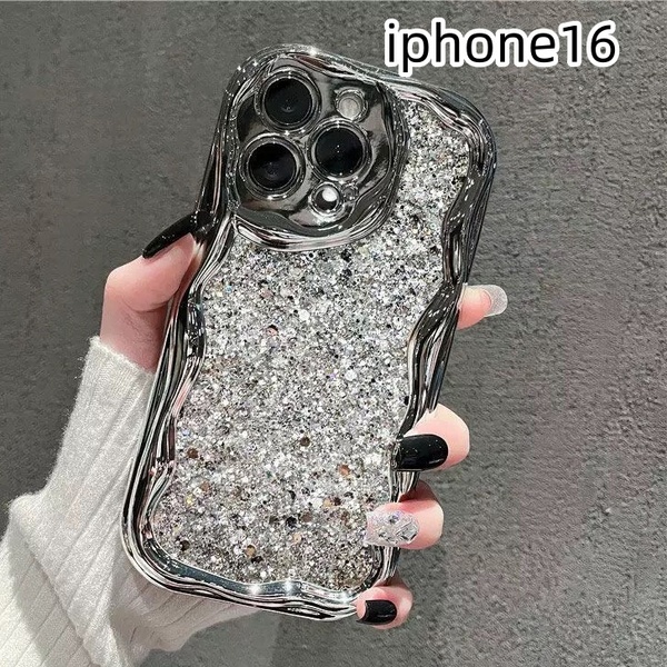iphone16ケース カーバー キラキラ お洒落 韓国 軽量 ケース 耐衝撃 高品質 シルバーZ2