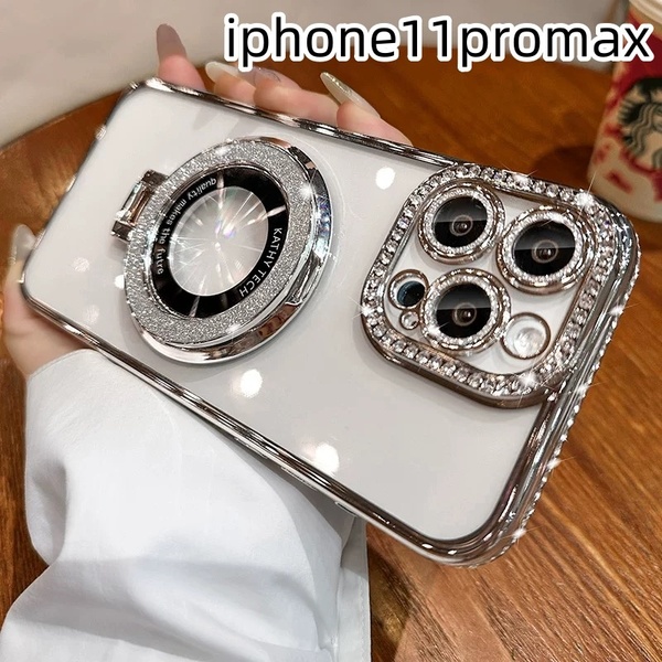 iphone11promaxケース カーバー スタンド付き 透明 お洒落 韓国 軽量 ケース 耐衝撃 高品質 シルバーz