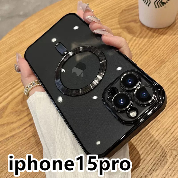 iphone15proケース TPU 軽量 カバー 無線 磁気 ワイヤレス充電 ブラック