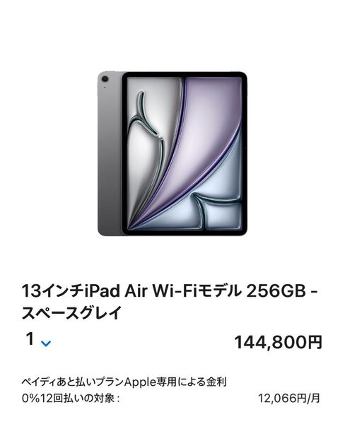 Apple 13 インチ iPad Air (M3)Liquid 256GB wifi スペースグレイ