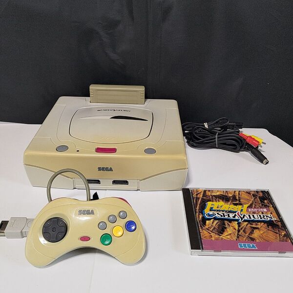 SEGA SATURN HST-3220●セガサターンシロ本体フルセット&パワーメモリー おまけソフト 中古渡現状品●