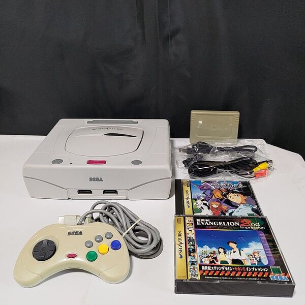 ●セガサターン本体シロ フルセット&パワーメモリー おまけソフト 中古現状し品