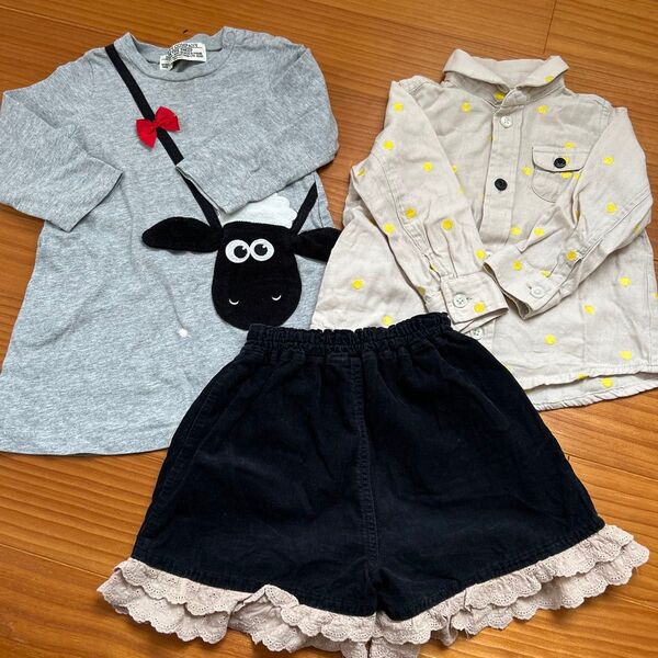 90サイズ チュニック ひつじのショーン ロングTシャツ seraphシャツ クーラクール ショートパンツ 3枚セット