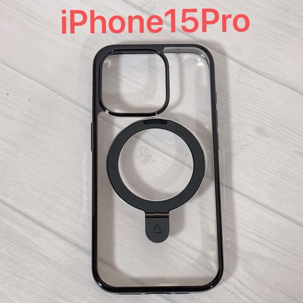 【価格相談歓迎】 iPhone15Pro 用 ケース チタニウムリング付き 角度調整 ストラップホール付き 6.1インチ