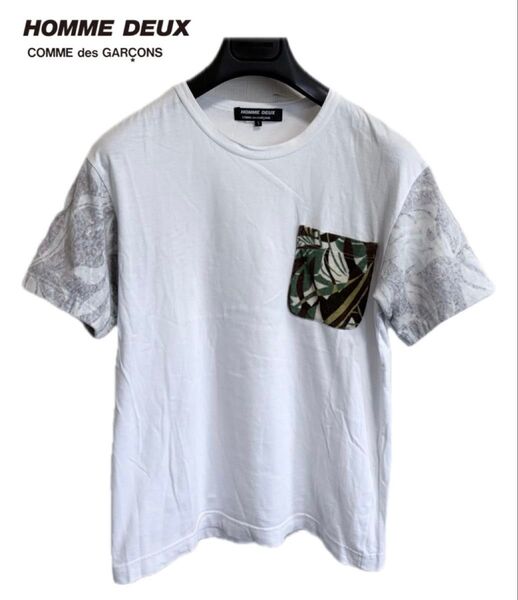 COMME des GARCONS HOMME DEUX コムデギャルソン オムドゥ パイル地カモフラ柄切り替え Tシャツ