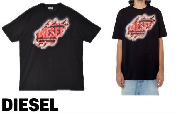 DIESEL ディーゼル T-JUST-E43 A097540AAXJ スクラッチロゴ Tシャツ BLACK