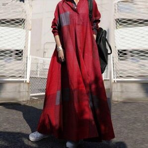 ワンピース 長袖 ロングワンピース 薄手 マキシ丈 ゆったり 体型カバー 楽チン ゆるだぼ