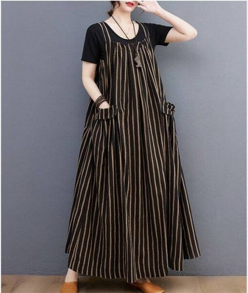 ワンピース ロングワンピース ジャンパースカート サロペット マキシ丈 ロング 楽チン