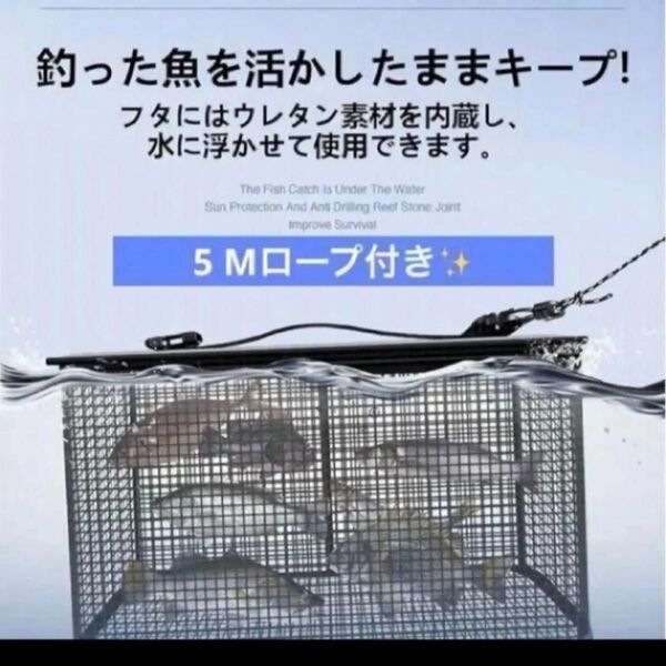 魚活かしキーパー 5Mロープ付き フローティングスカリ 22L 折りたたみ フィッシング アウトドア