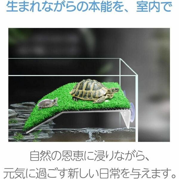 亀 陸地 吸盤 浮島 特大 カエル 水槽 爬虫類 人工芝 アクアリウム 亀 観賞魚用品
