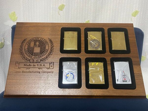 ジッポー オリジナル 木製ディスプレイ6個用と未使用ライター 6個