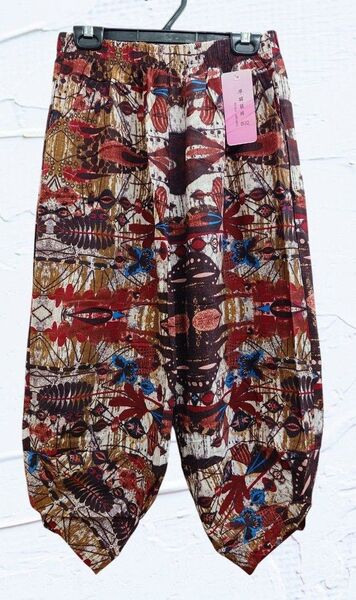 新品★男女兼用 八分丈クロップド 総柄 アジアンエスニック サルエルパンツ 初出品の為先着5名様100引き致します