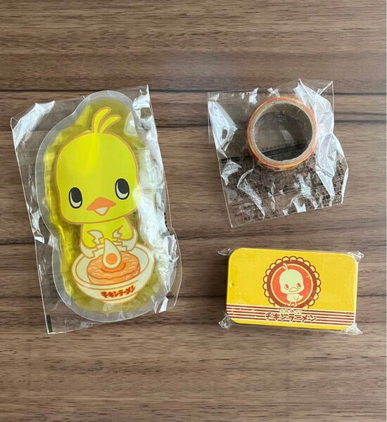 日清 ひよこちゃんグッズ 3点セット 保冷剤 ブリキ缶ケース マスキングテープ チキンラーメン