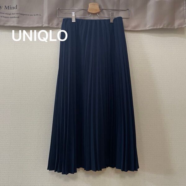 UNIQLO ユニクロ プリーツスカート ネイビー S ウエストゴム