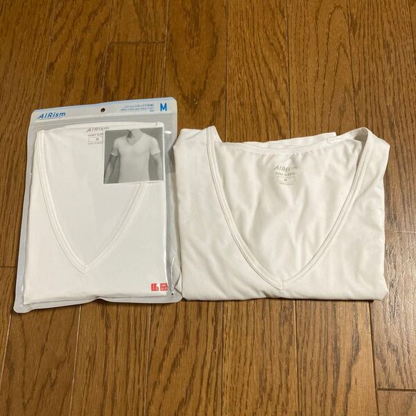 ユニクロ エアリズム VネックTシャツ Mサイズ 2枚セット 白