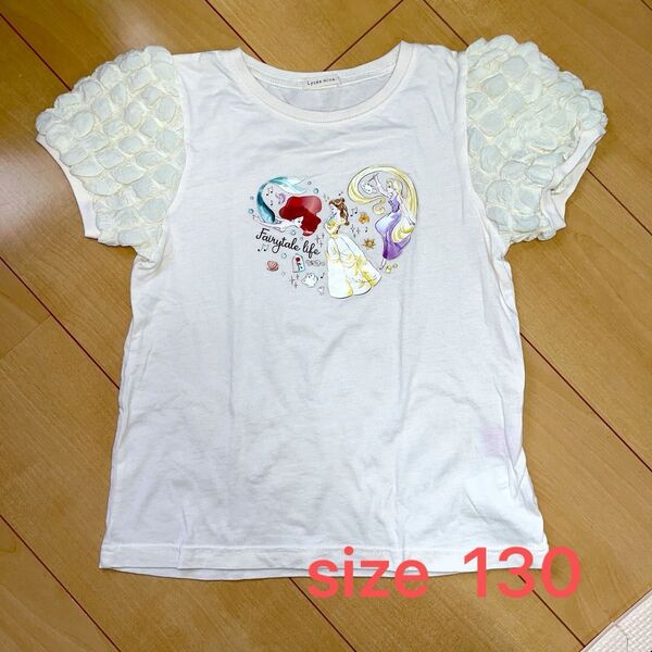 ディズニープリンセス Tシャツ ぽこぽこ生地の袖size130 キッズ トップス 女の子 半袖