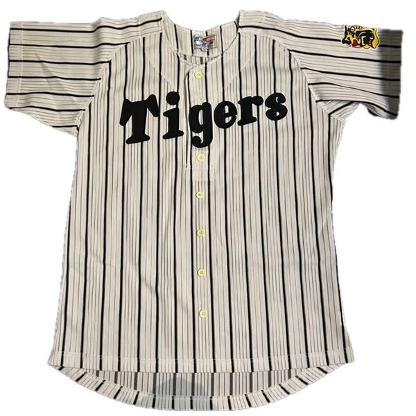 阪神タイガース 白ストライプユニフォーム 半袖 L ワールドスポーツ シャープ産業