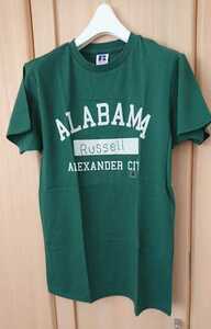 タグ付 ラッセル メンズS RUSSELL ATHLETIC USAアラバマ ブランドロゴプリント 半袖Tシャツ グリーン 未使用 新品 正規品 送料無料