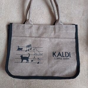 カルディ ミニトートバッグ ベージュ 猫柄