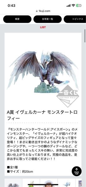 一番くじ モンスターハンターワールド:アイスボーン A賞イヴェルカーナ