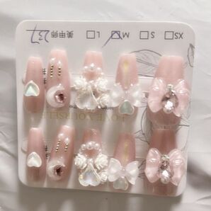 ネイルチップ ハンドメイド ピンク系