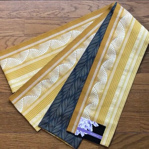 新品 半幅帯 日本製 献上風 辛子系 長尺タイプ 長いタイプ 大きいタイプ