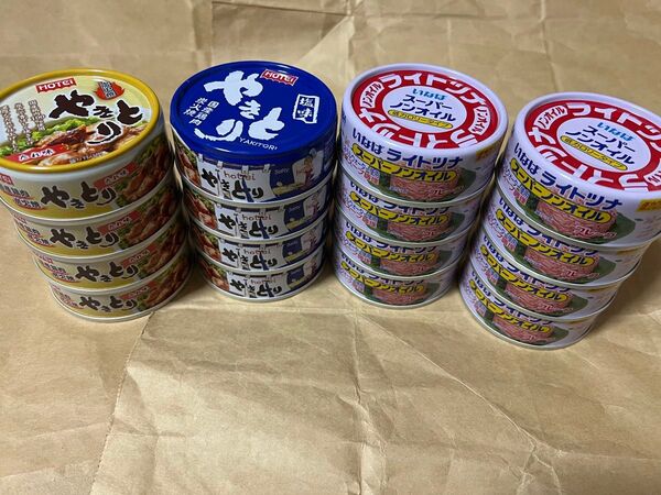いなば国産品 まぐろライトツナ ほていHOTEi 国産鶏肉 炭火焼 やきとり塩味 たれ味 まとめて缶詰16個セット 新品