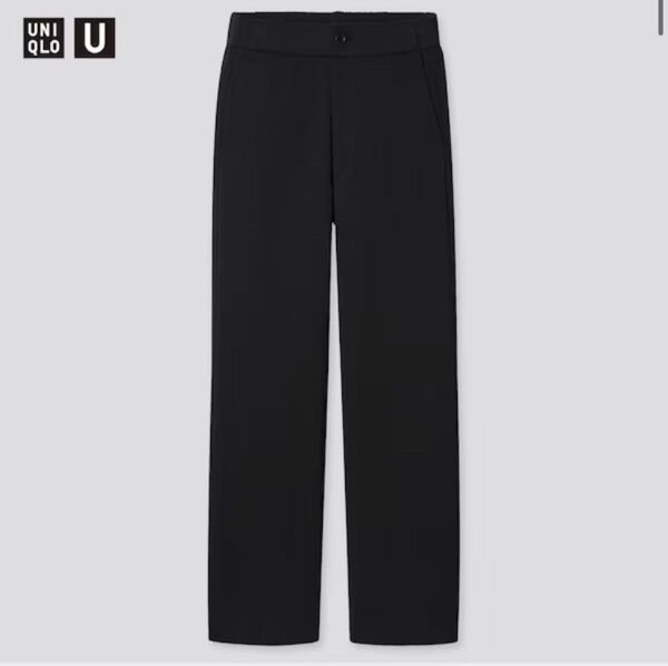 ★新品★UNIQLOUジャージーリラックスストレートパンツ09 black S