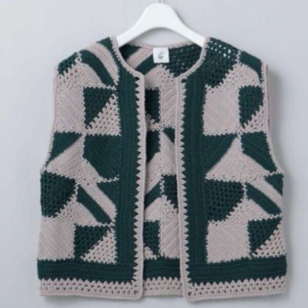 <6(ROKU)>KIKALINE VEST/ベスト ジレ手編み ニットベスト