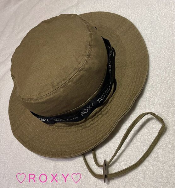 ROXY ハット カーキ(紫外線対策 アウトドア 山登山 海浜辺川遊び 釣り)UVカット 紐付き帽子 日除け対策