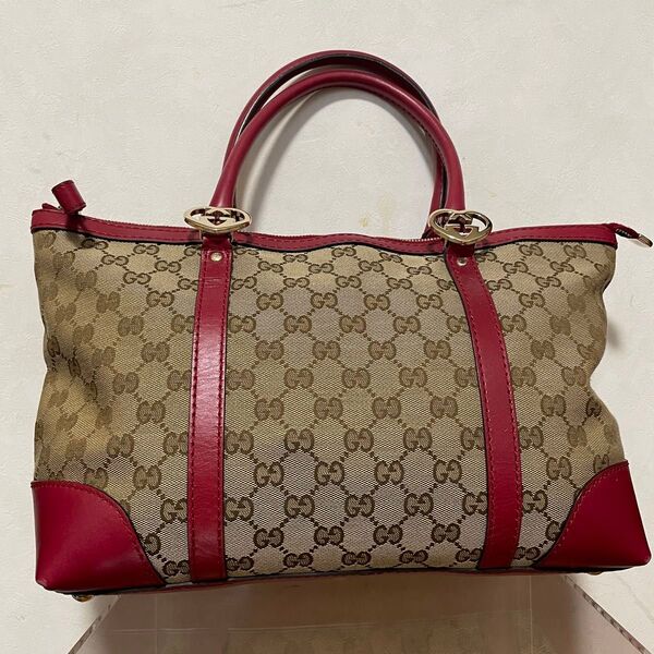 GUCCI ハンドバッグ GGキャンバス レッド トートバッグ グッチ