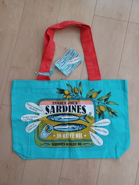 未使用・タグ付き TRADERJOE'S SARDINES トートバッグ エコバッグ トレーダージョーズ