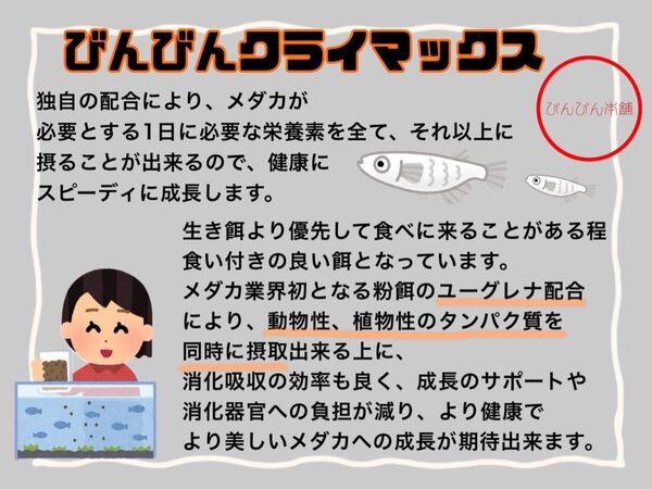 びんびんクライマックス50g めだかの餌(針子〜成魚)