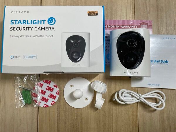 VIRTAVO ワイヤレス防犯カメラ バッテリー駆動 充電式 フルカラー 動体検知 暗視撮影 1080p