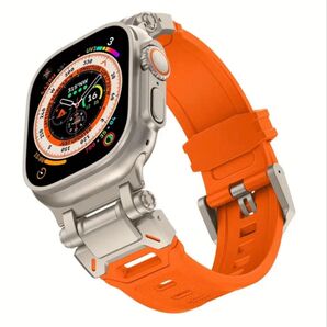 AppleWatch アップルウォッチ バンド オレンジ チタン シリコン スポーツ モデル 42/44/45/49mm 人気♪