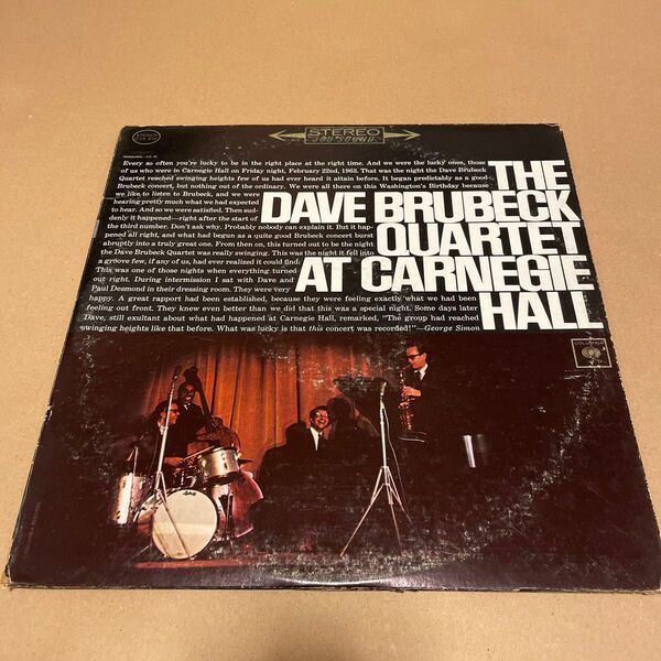 THE DAVE BRUBECK QUARTET AT CARNEGIE HALL レコード