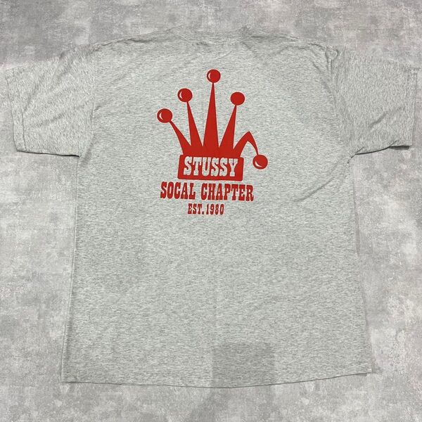 90s STUSSY 白タグ USA製 Tシャツ グレー 霜降り クラウン