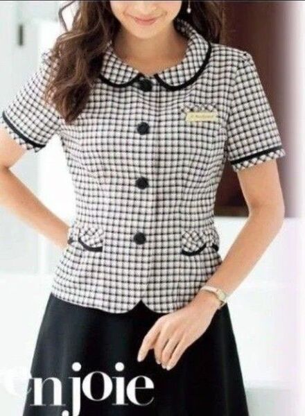 新品 アンジョア オーバーブラウス 事務服 9号 制服 オフィス 春夏 半袖 en joie