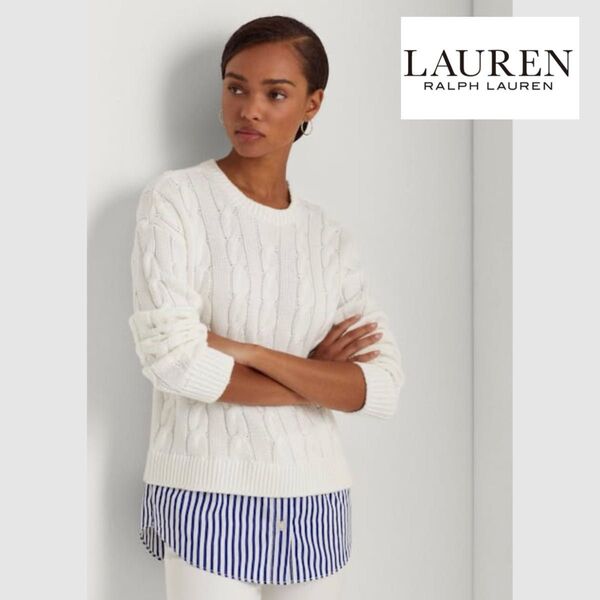 訳あり☆定価25300円 新品タグ付 LAUREN RALPH LAUREN ローレンラルフローレン ケーブルニット『M』☆