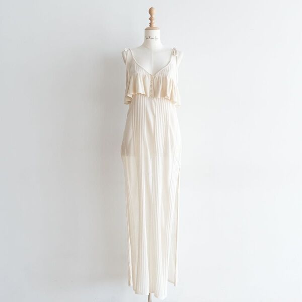 シールームリン searoomlyn Sideスリットsheer layeredワンピース 白 ホワイト キャミワンピ