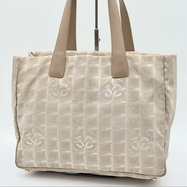 【良品】CHANEL ニュートラベルライン トートバッグ ナイロン ベージュ