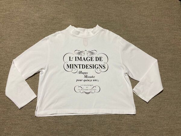 美品★スケッチ ミントデザインズ★長袖Tシャツ★カットソー★ロンT★ロングTシャツ★ボトルネック★ハイネック★レトロ英字プリント