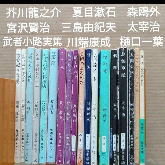 芥川龍之介 夏目漱石 森鴎外 宮沢賢治 三島由紀夫 太宰治 川端康成 文豪