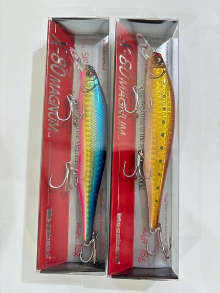 メガバス X-80マグナム GLX AKAKIN IWASHI2・GLX BLUE PINK GOLD2 アカキンイワシ ハチマル