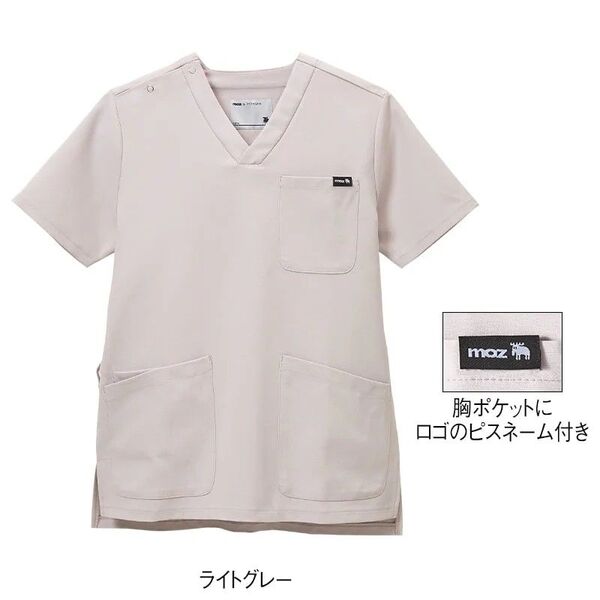 ★<moz>なめらかストレッチ肩スナップスクラブ(男女兼用)【モズ】小さなブランドネームタグがさり気なくおしゃれなスクラブ