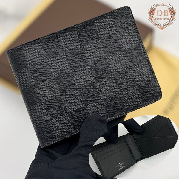 【箱袋付】 ルイヴィトン 新型 ミュルティプル ダミエグラフィット ビジネス Louis Vuitton メンズ 財布 ブラック